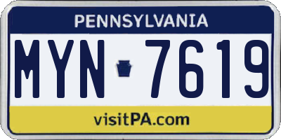 PA license plate MYN7619