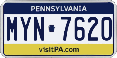 PA license plate MYN7620
