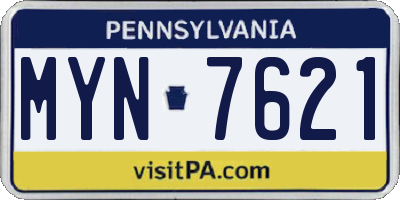 PA license plate MYN7621