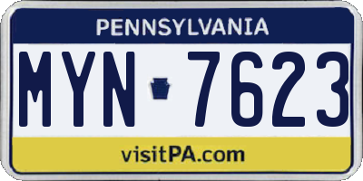 PA license plate MYN7623