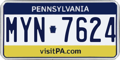 PA license plate MYN7624