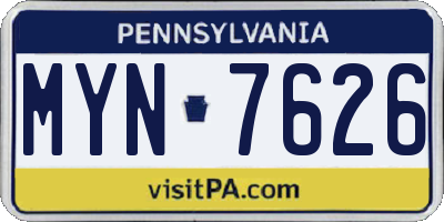 PA license plate MYN7626