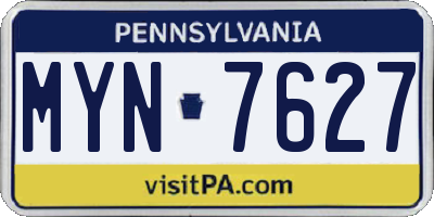 PA license plate MYN7627