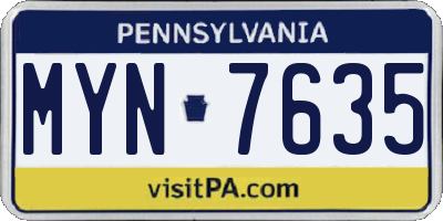 PA license plate MYN7635