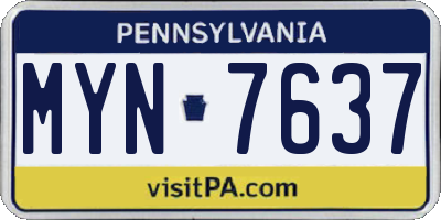 PA license plate MYN7637
