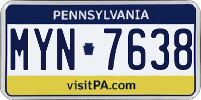 PA license plate MYN7638