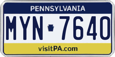 PA license plate MYN7640