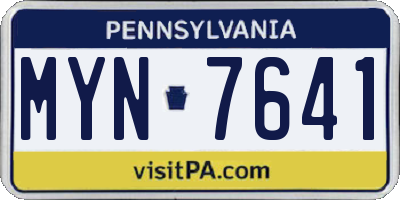 PA license plate MYN7641