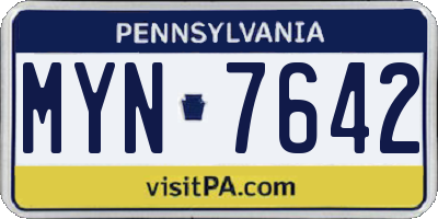 PA license plate MYN7642