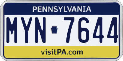 PA license plate MYN7644