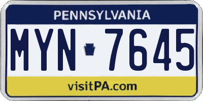 PA license plate MYN7645