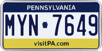 PA license plate MYN7649