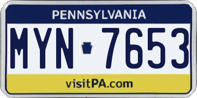 PA license plate MYN7653