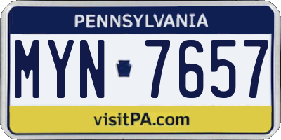 PA license plate MYN7657