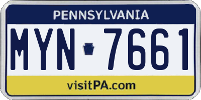 PA license plate MYN7661