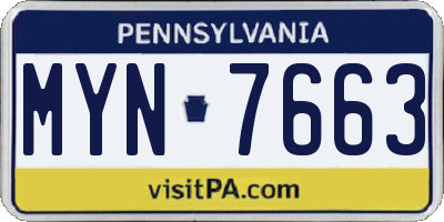 PA license plate MYN7663