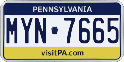 PA license plate MYN7665