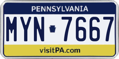 PA license plate MYN7667