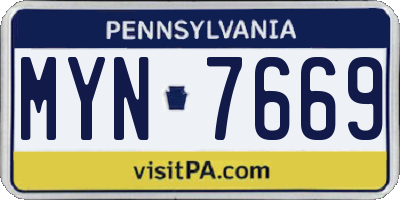 PA license plate MYN7669