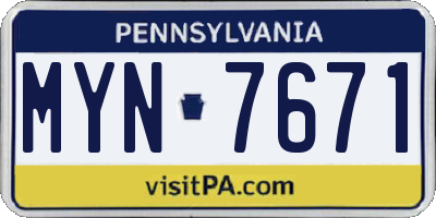 PA license plate MYN7671