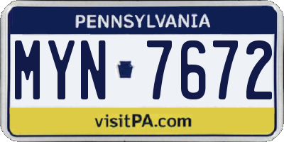 PA license plate MYN7672
