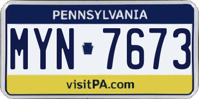 PA license plate MYN7673