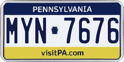 PA license plate MYN7676