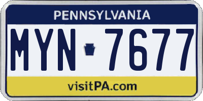 PA license plate MYN7677