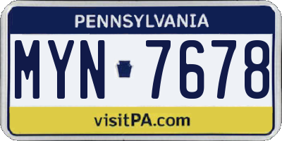 PA license plate MYN7678