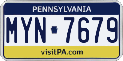 PA license plate MYN7679