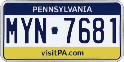 PA license plate MYN7681