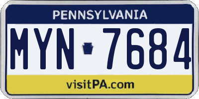 PA license plate MYN7684