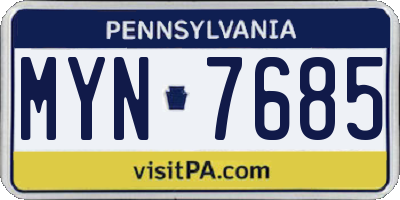 PA license plate MYN7685