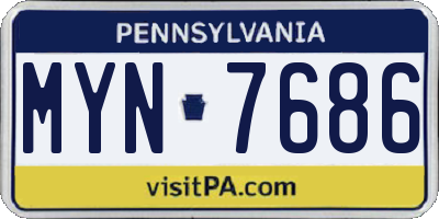 PA license plate MYN7686