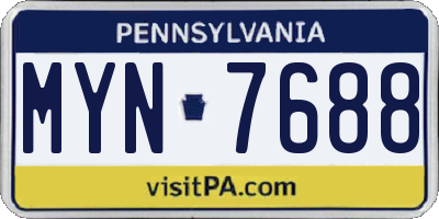PA license plate MYN7688