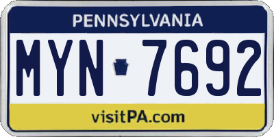 PA license plate MYN7692