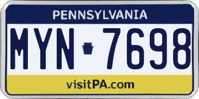PA license plate MYN7698