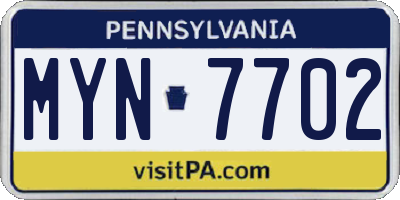 PA license plate MYN7702
