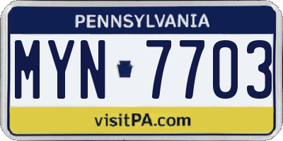 PA license plate MYN7703