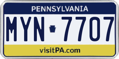 PA license plate MYN7707