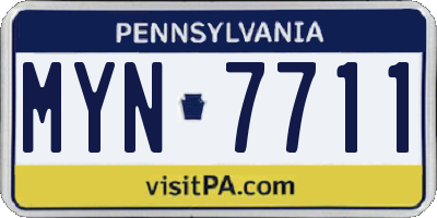 PA license plate MYN7711