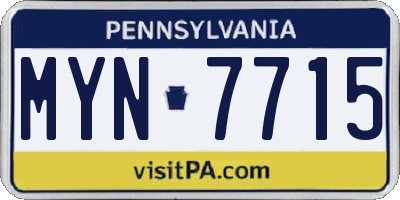 PA license plate MYN7715