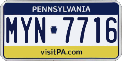 PA license plate MYN7716
