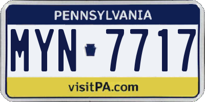 PA license plate MYN7717