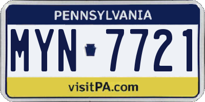 PA license plate MYN7721