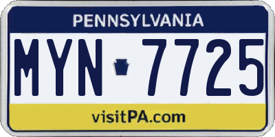PA license plate MYN7725