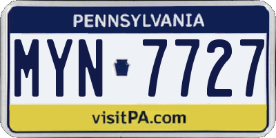 PA license plate MYN7727