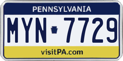 PA license plate MYN7729