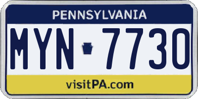 PA license plate MYN7730
