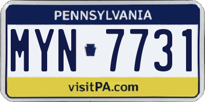 PA license plate MYN7731